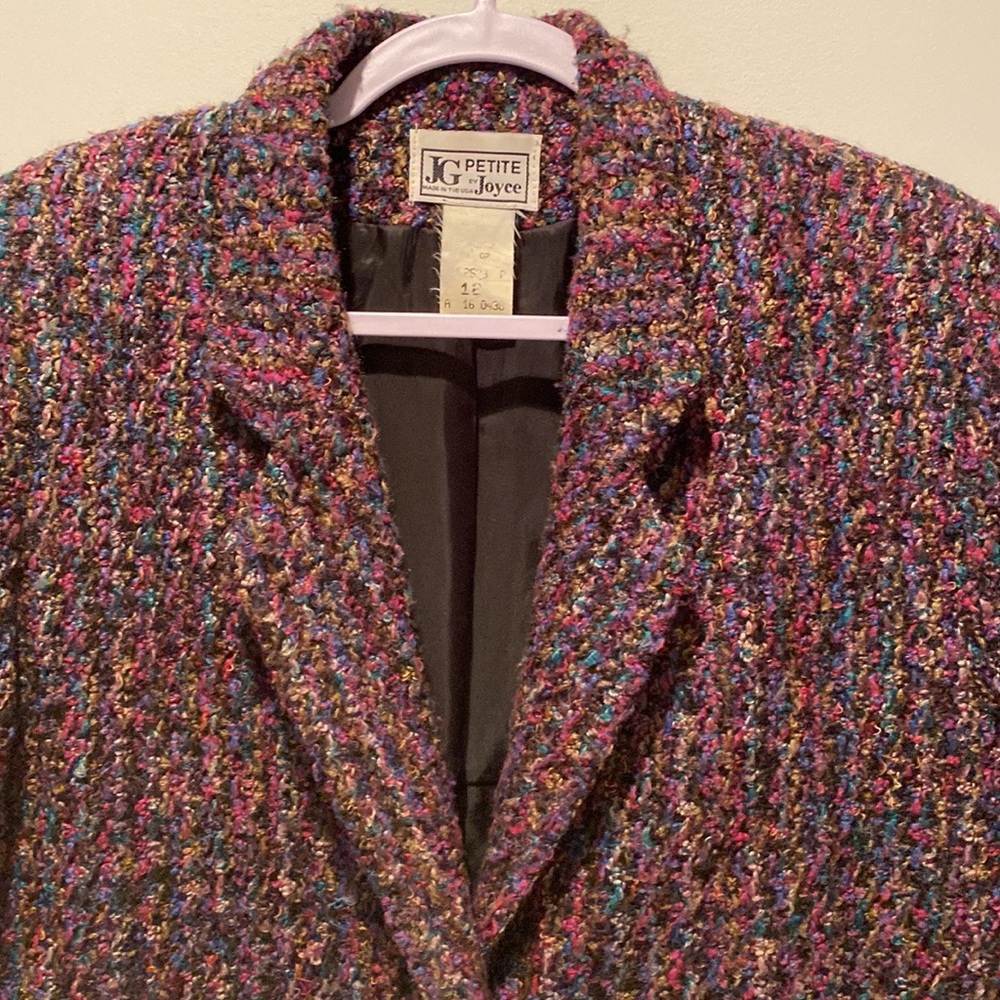 JG Petite By Joyce Vintage Multi Colored Blazer Size 12
